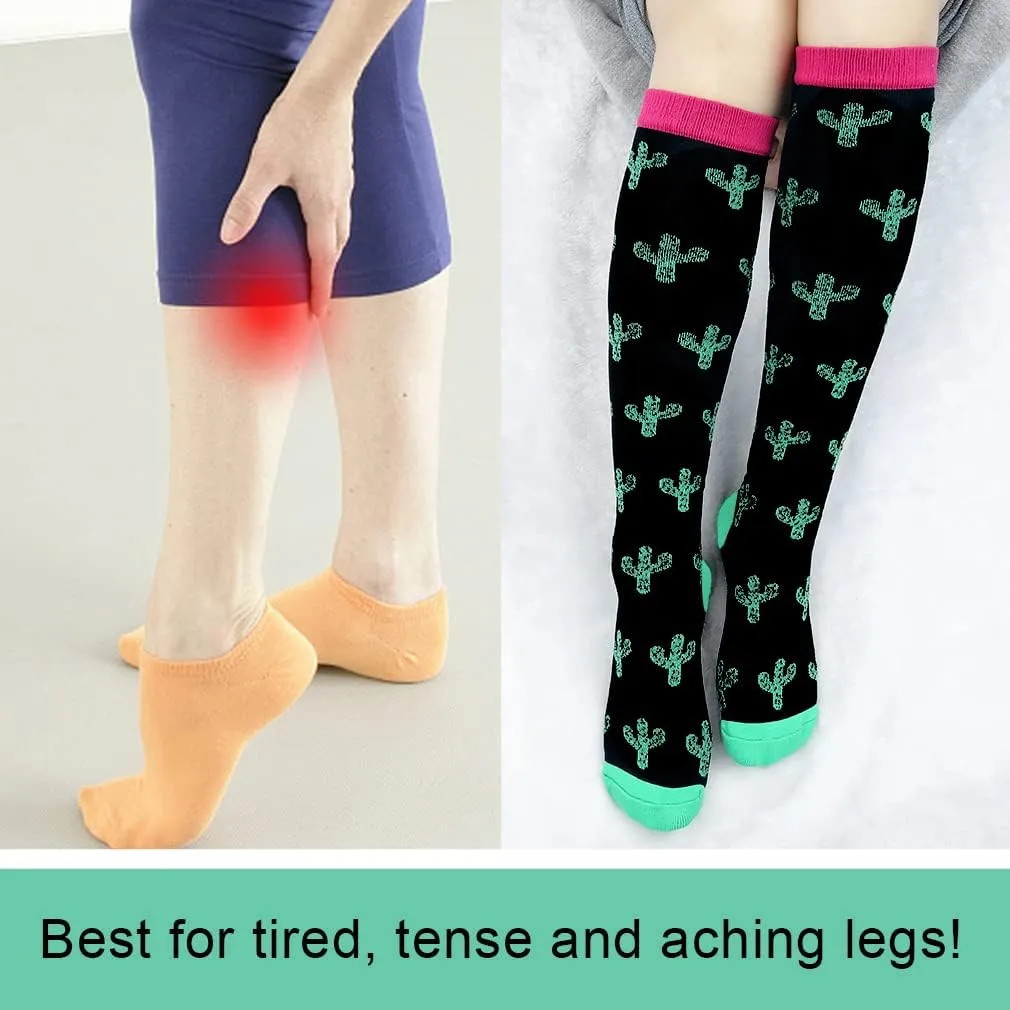 Junely 3 Pairs Compression Socks for Women Knee High for Running Work Support Nurses Pregnancy Travel