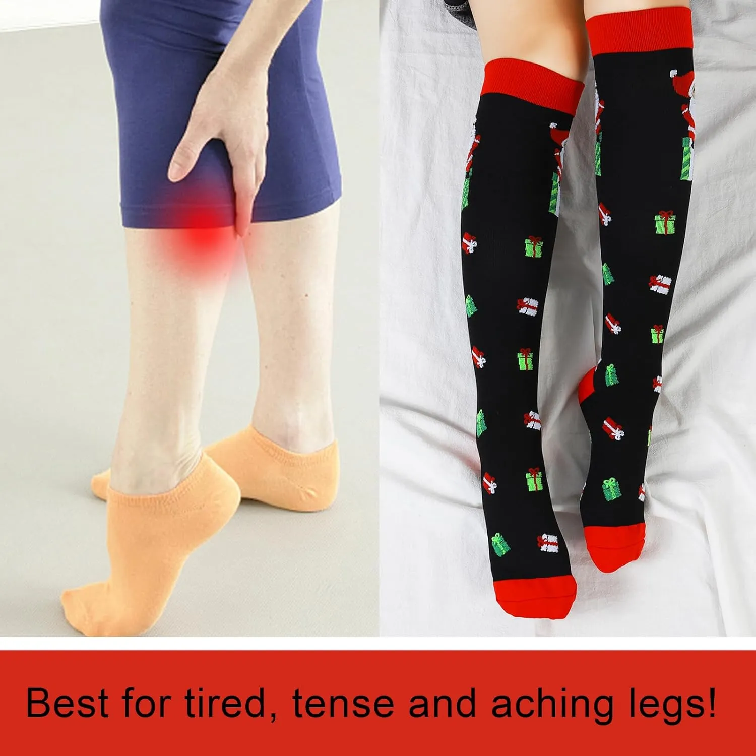 Junely 3 Pairs Compression Socks for Women Knee High for Running Work Support Nurses Pregnancy Travel