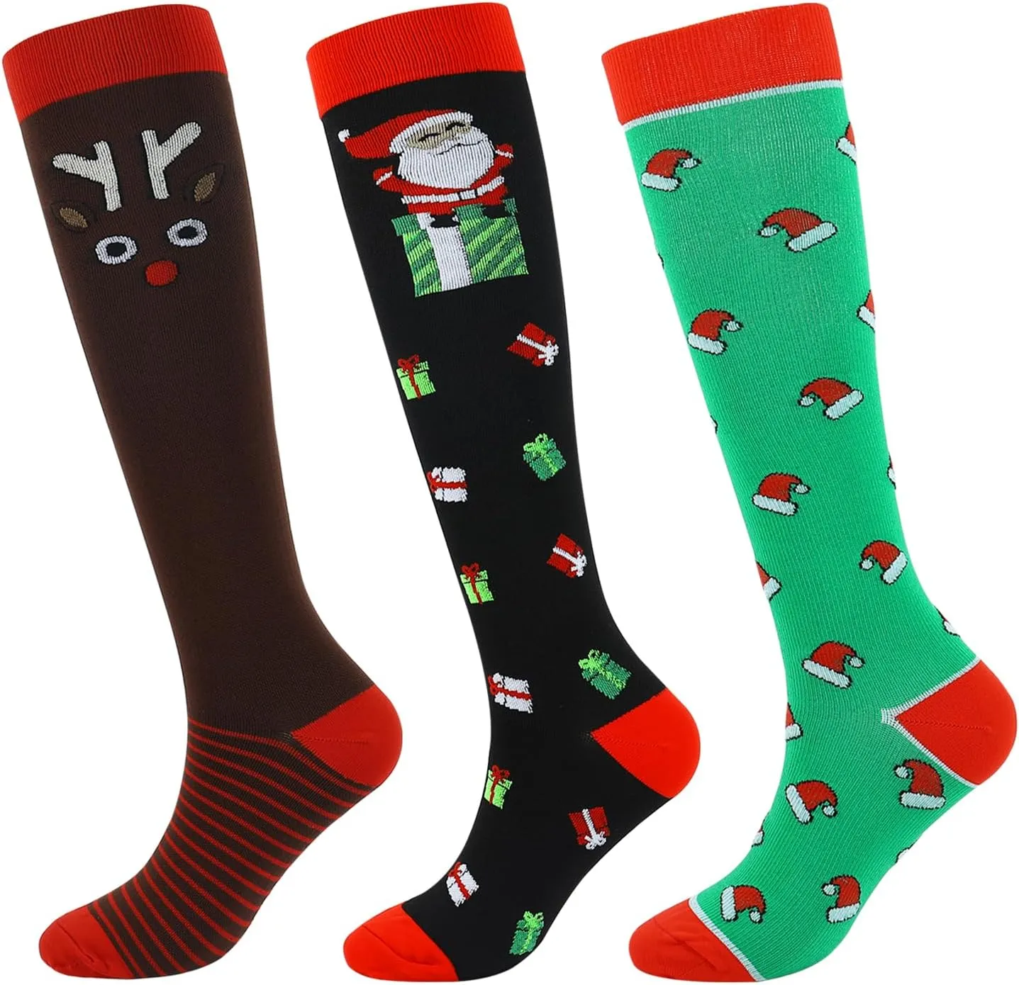 Junely 3 Pairs Compression Socks for Women Knee High for Running Work Support Nurses Pregnancy Travel
