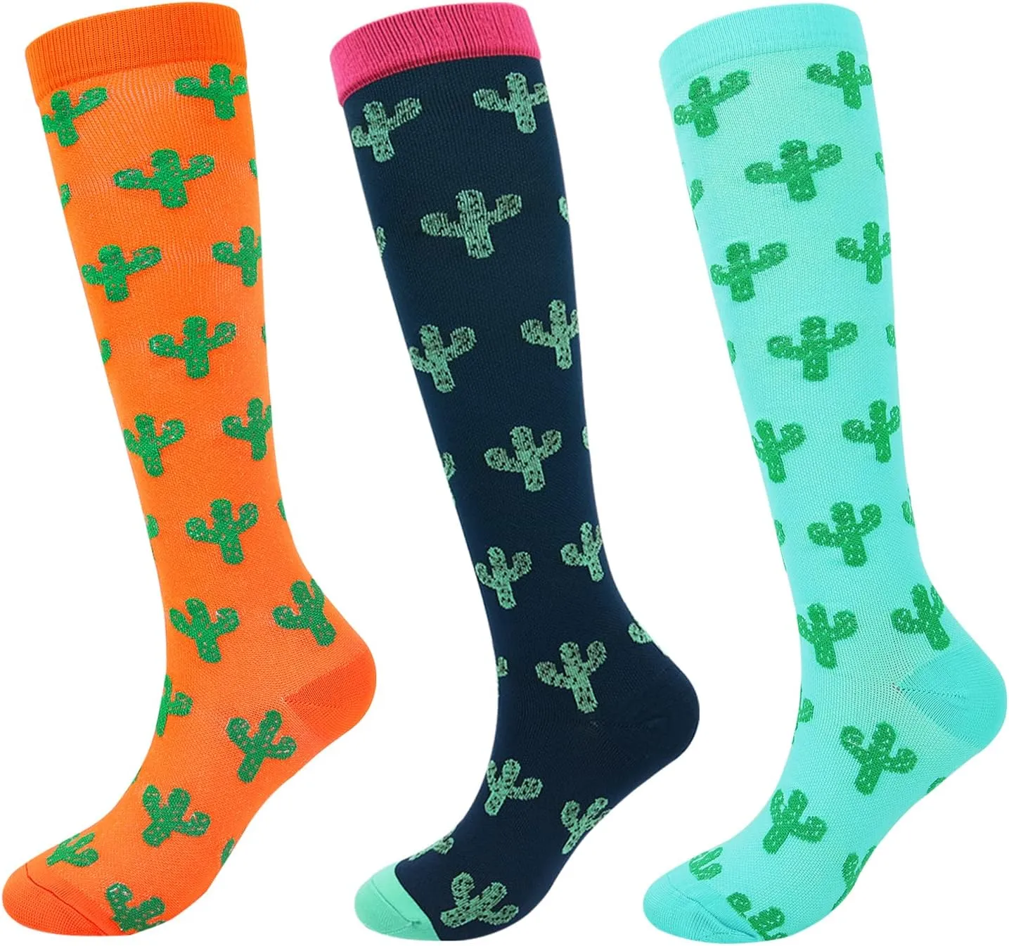 Junely 3 Pairs Compression Socks for Women Knee High for Running Work Support Nurses Pregnancy Travel