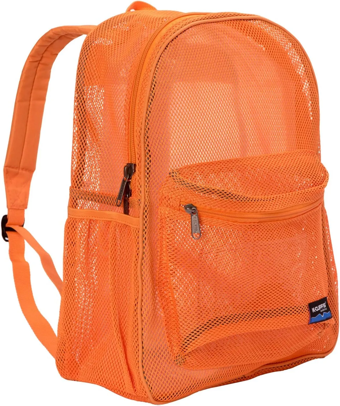 K-Cliffs Heavy Duty Mesh Backpack Quality Classic Student Net Bookbag Durable See Through Simple Netting Daypack Deluxe Basic School Bag Orange
