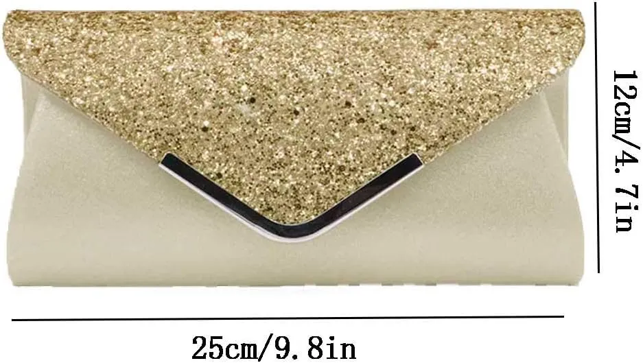 KALAIEN Envelope Clutch Purses for Women Glitter Evening Bag Handbags For Wedding and Party