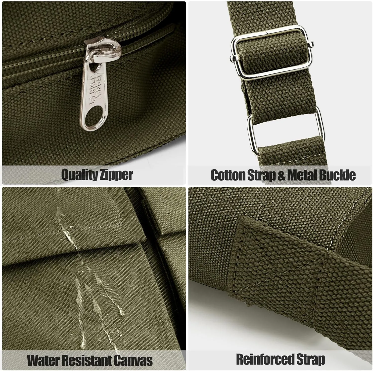 KALIDI Canvas Tote Bag Messenger Bag, Large Crossbody Bag for Women or Men, Casual Canvas Shoulder Bag for College Work Daily