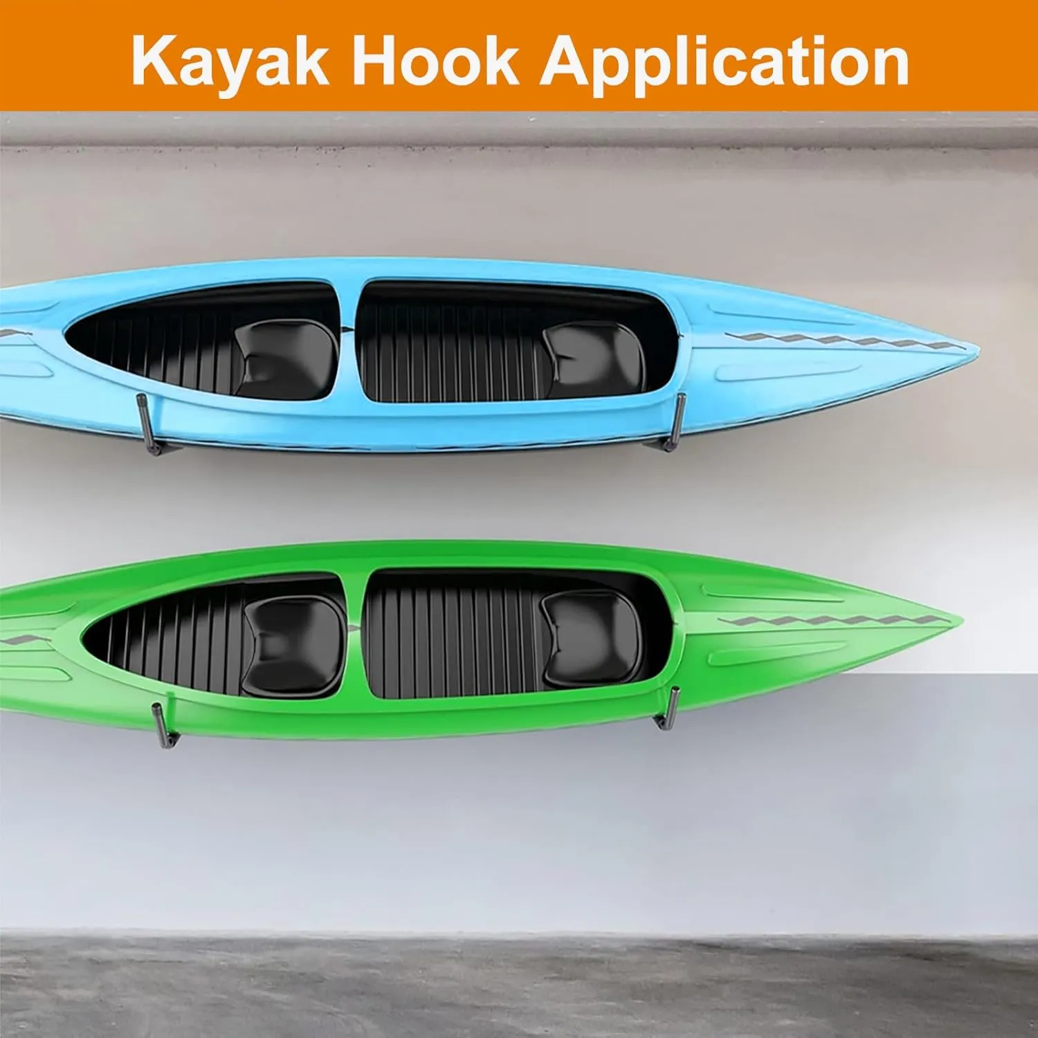 Kayak Storage Rack Wall Mount (15"), Kayak Hooks, Heavy Duty Garage Storage Hooks (4packs) for 2 Kayaks Suitable for Hanging Ladders, Bikes, Kayak Storage Racks