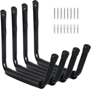 Kayak Storage Rack Wall Mount (15"), Kayak Hooks, Heavy Duty Garage Storage Hooks (4packs) for 2 Kayaks Suitable for Hanging Ladders, Bikes, Kayak Storage Racks