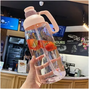kettles Large Capacity Sports Bottle with Straw,Time Marker,Durable Water Jug for Fitness/Camping,Portable Handle,Big Cups,Fast-flow canteen(A)