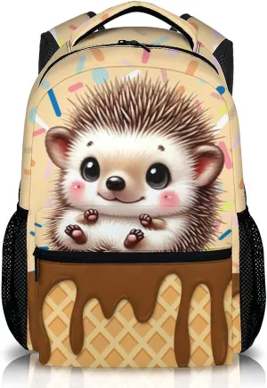 Kids Backpack, Casual Hedgehog Backpacks, Cute Animal Schoolbag for Gift, 17 Inch Large Capacity Bookbag for Preschool Elementary Kindergarten School Travel