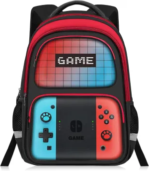 Kids Backpack For Boys，Gamer Boys Backpack For Children Teens Elementary Middle School, 17″ Students Bookbag