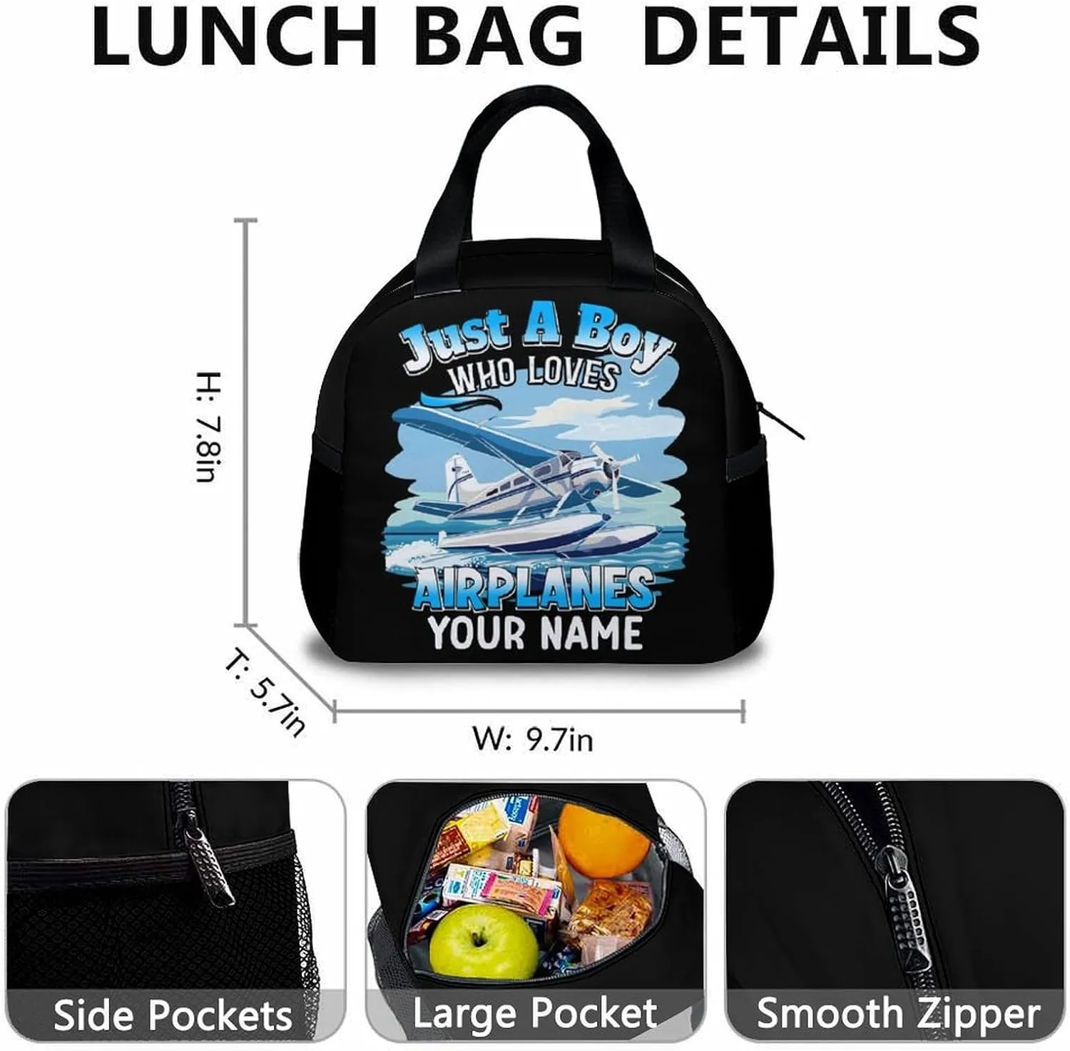 Kids Backpack Set - Custom Set of 3 Airplane Backpacks Matching Combo Gifts for Students Teens Boys - Personalized Back to School Schoolbag and Pencil Case Bundle for Primary Middle School
