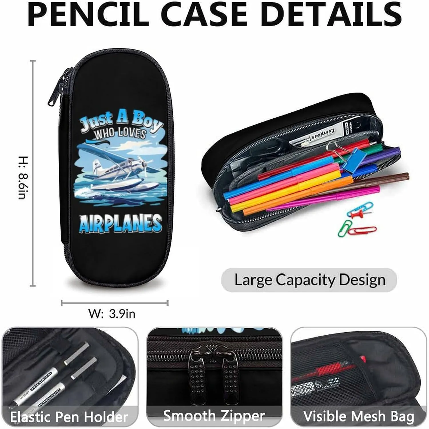Kids Backpack Set for Boys - Set of 3 Airplane Backpacks Matching Combo Gifts - Back to School Supplies - Schoolbag with Pencil Case Bundle for Primary Elementary Middle School