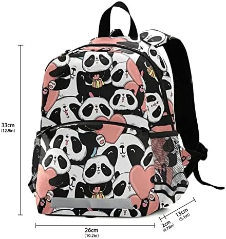 Kid's Toddler Backpack Cute Panda Face Schoolbag Safety Leash for Boys Girls,Pink Heart Kindergarten Children Bag Preschool Nursery Travel Bag Chest Clip Reflective Stripe