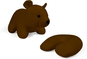 Kikkerland Zip and Flip Bear Travel Pillow, Brown