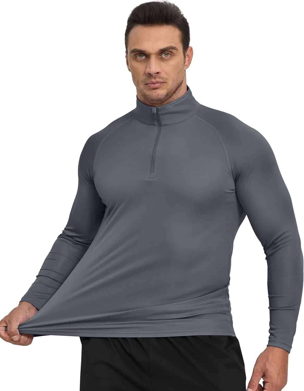 KINSWT Men's Long Sleeve UPF 50  Golf Shirts 1/4 Zip Pullover Lightweight SPF UV Sun Protection Quarter Zip Shirts