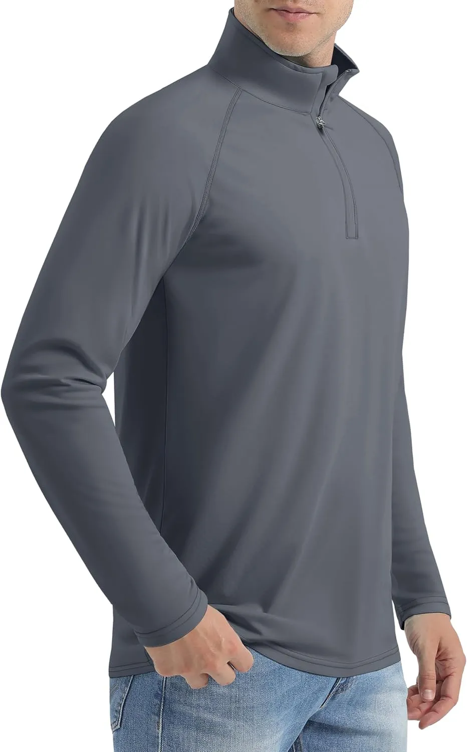 KINSWT Men's Long Sleeve UPF 50  Golf Shirts 1/4 Zip Pullover Lightweight SPF UV Sun Protection Quarter Zip Shirts