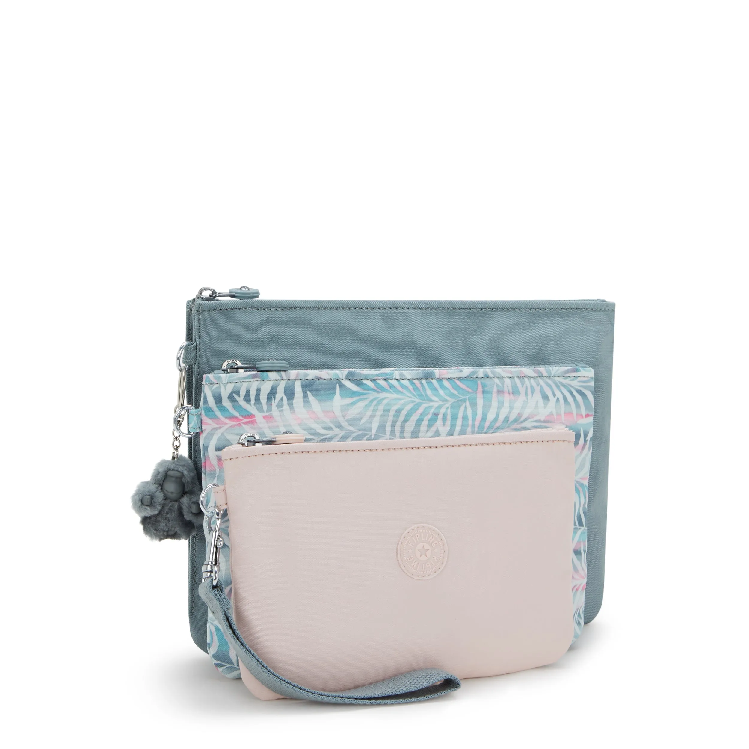 Kipling Iaka L Wristlet Relaxed Grey 3 Large Pouches I4219-3NL