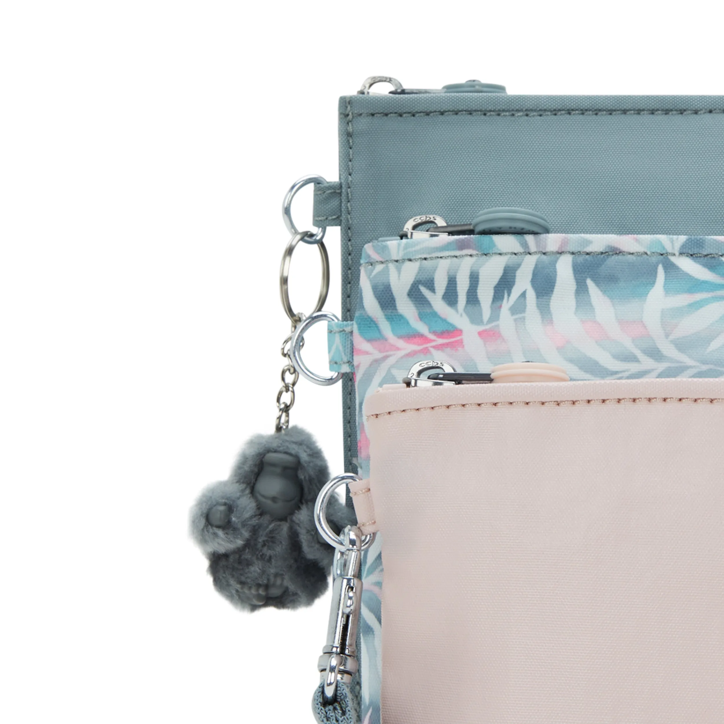 Kipling Iaka L Wristlet Relaxed Grey 3 Large Pouches I4219-3NL
