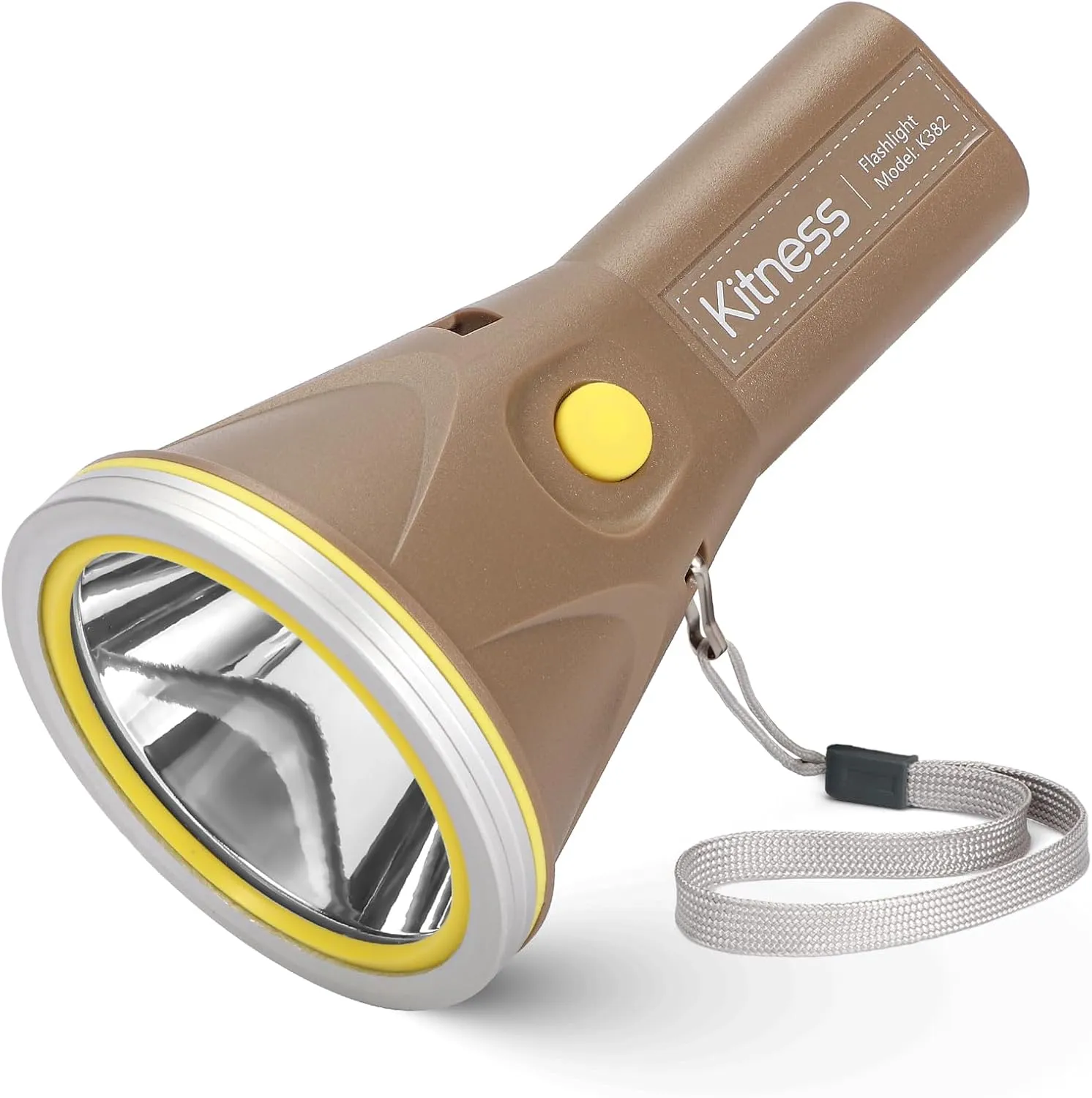 Kitness High Power Handheld Spotlight Rechargeable LED Flashlights Waterproof Searchlight Superbright Coon Hunting Lights Torch Flashlight (K382 Coffee White Light)