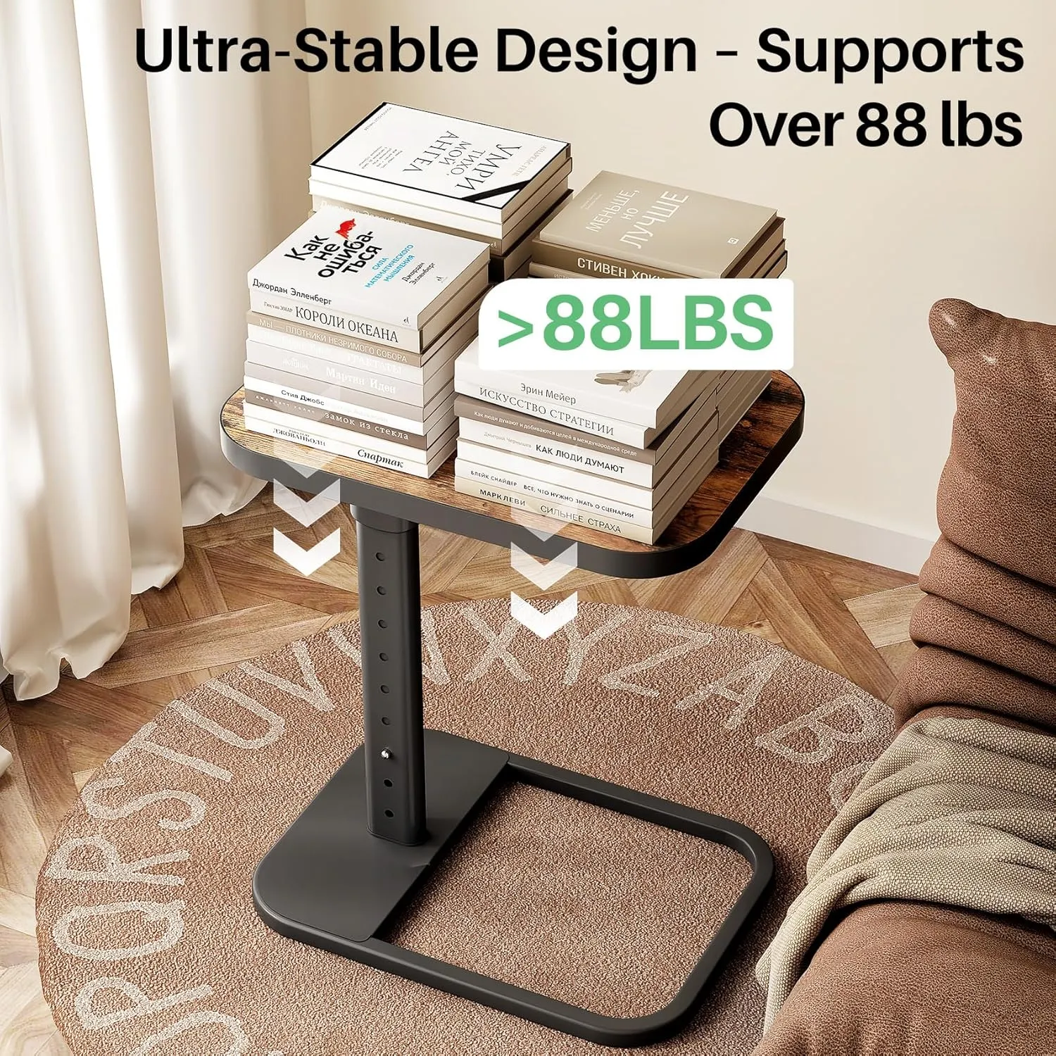 Kitstorack TV Tray Table, Adjustable Height & 90° Flip-Over Panel Design, Sofa Arm End Side Table for Eating Laptop Couch Bed Dinner or Small Spaces