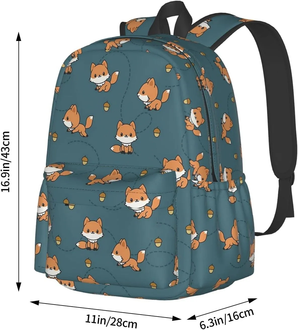 KiuLoam 17 Inch Backpack Cute Baby Fox Pine Cone Laptop Backpack Shoulder Bag School Bookbag Casual Daypack