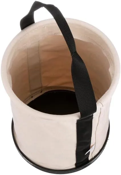 Klein Tools 5109 Canvas Bucket, Wide-Opening Straight-Wall Tool Bucket is Made of No. 6 Canvas with Black Molded Bottom, 75-Pound Load Rated