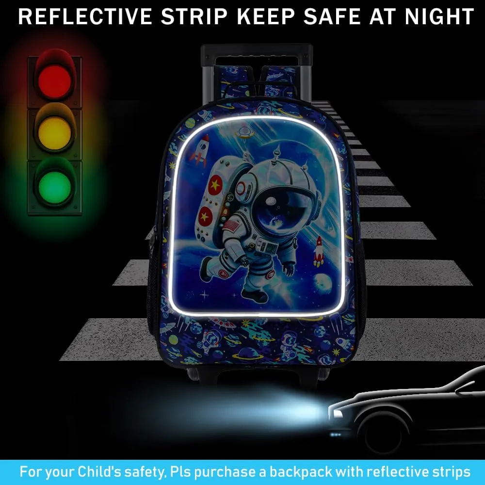 KLFVB Rolling Backpack for Girls Boys, Kids Roller Wheels School Bookbag with Lunch Bag, Wheeled School Bag for Children
