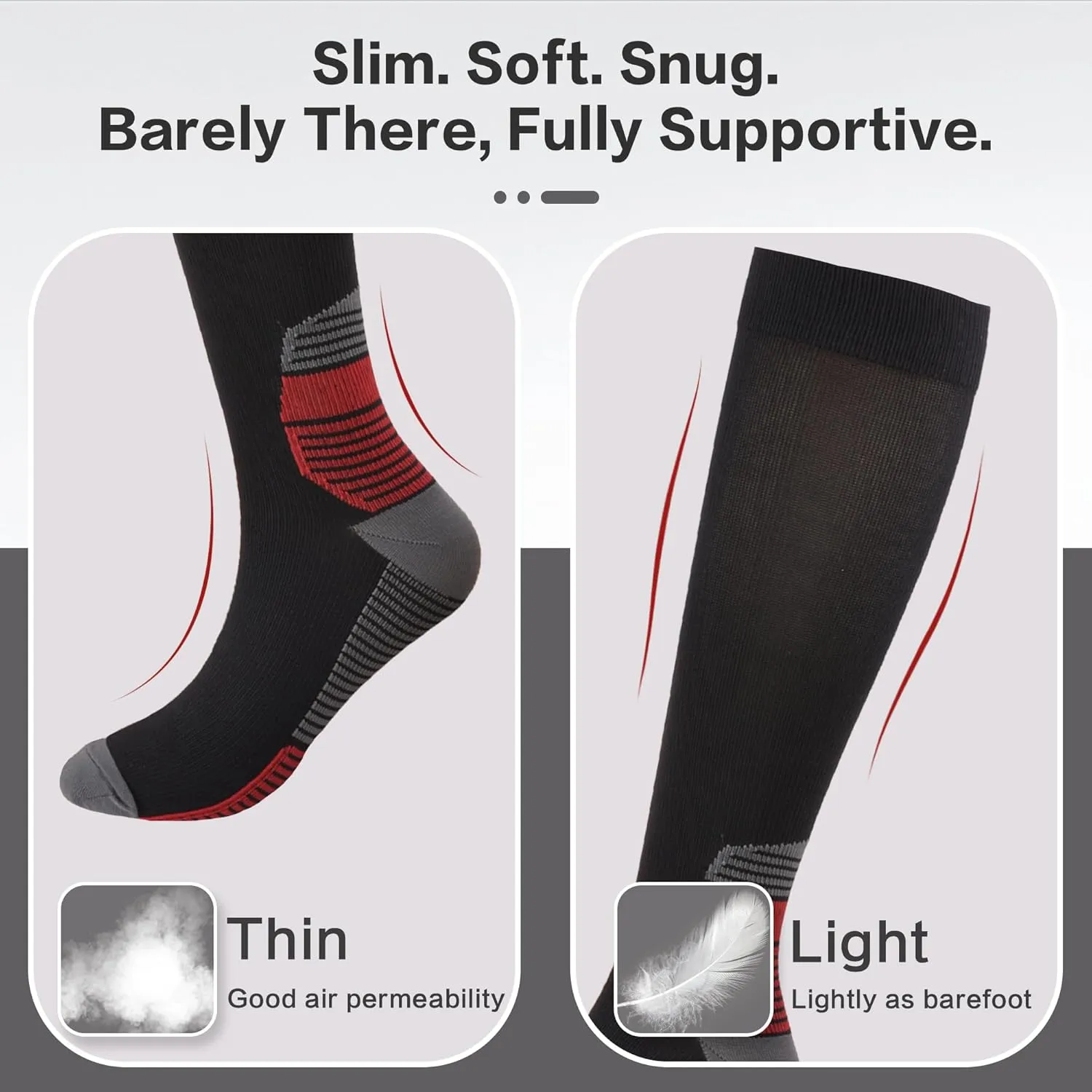 Knee High Compression Socks 15-20 mmHg - OTC Support Stockings for Women Men - Running, Travel & Cycling (S/M, L/XL)