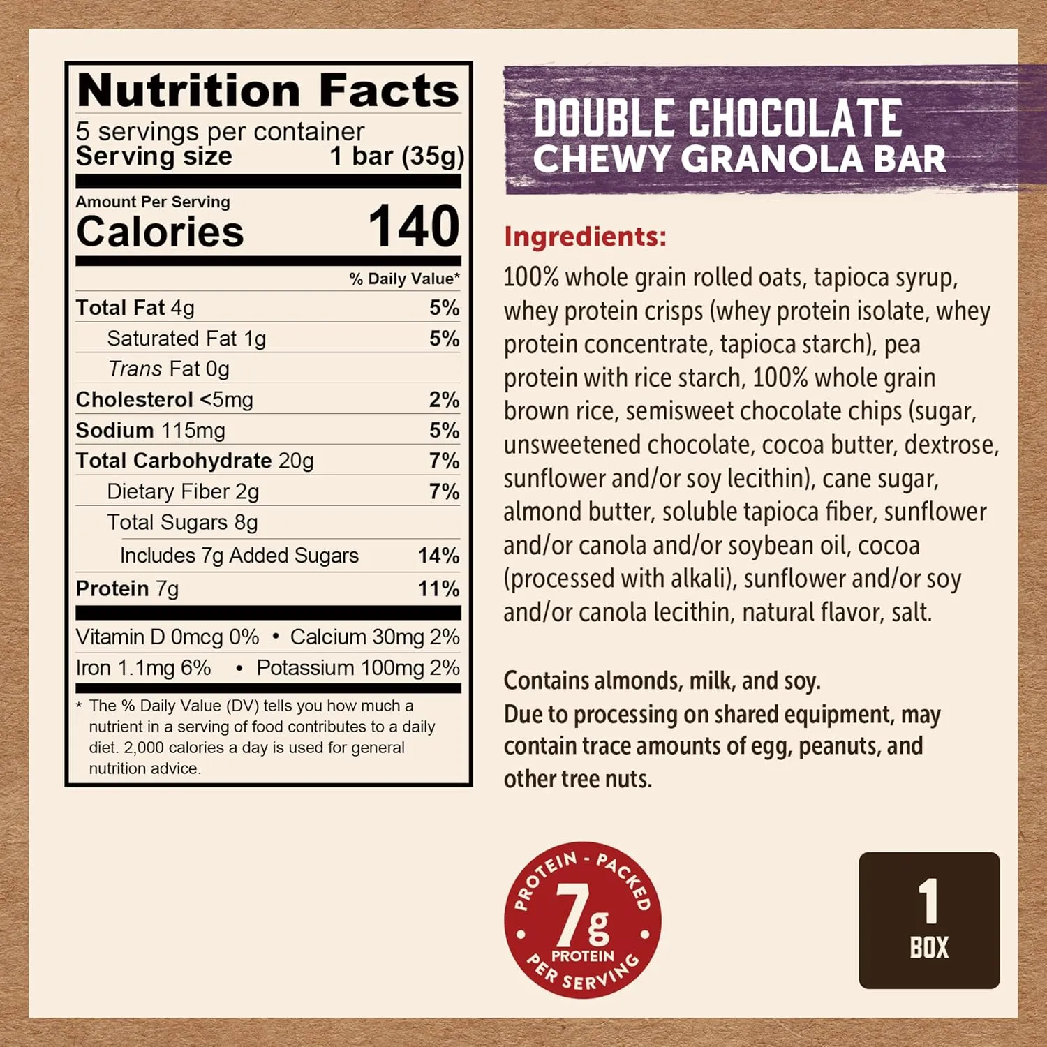 Kodiak Cakes Chewy Granola Protein Snack Bars Variety Pack, S'mores, Chocolate Chip, Double Chocolate, High Protein, 100% Whole Grains, Pack of 4 (20 bars total)