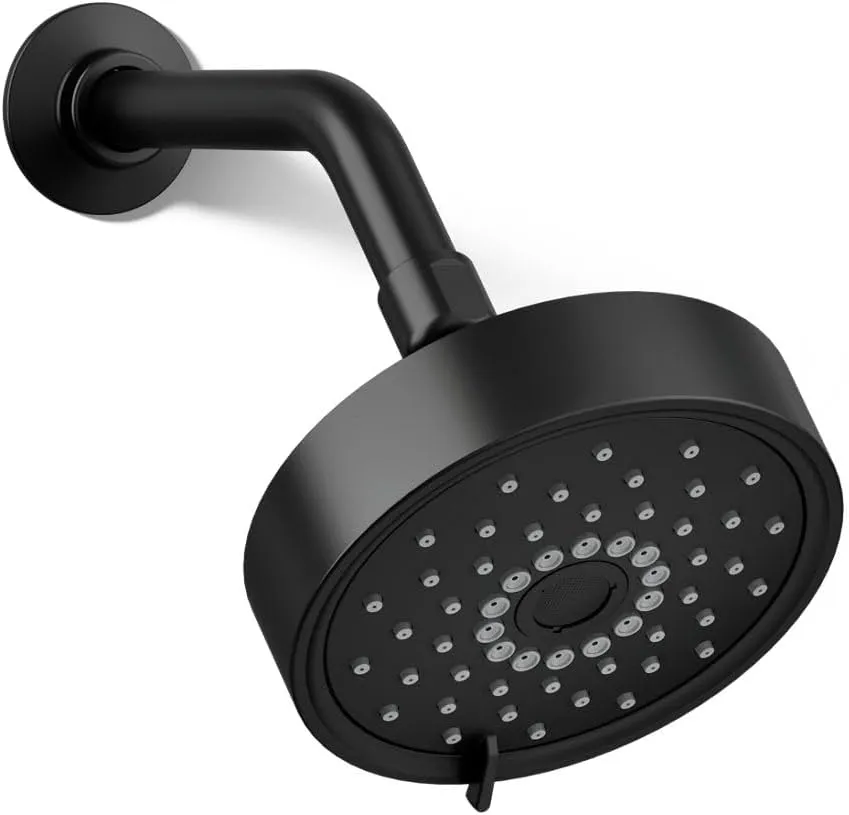 KOHLER 22170-G-BL Purist Multi-Function Showerhead, Wall-Mount, 3 Spray Settings, 1.75 GPM, Matte Black