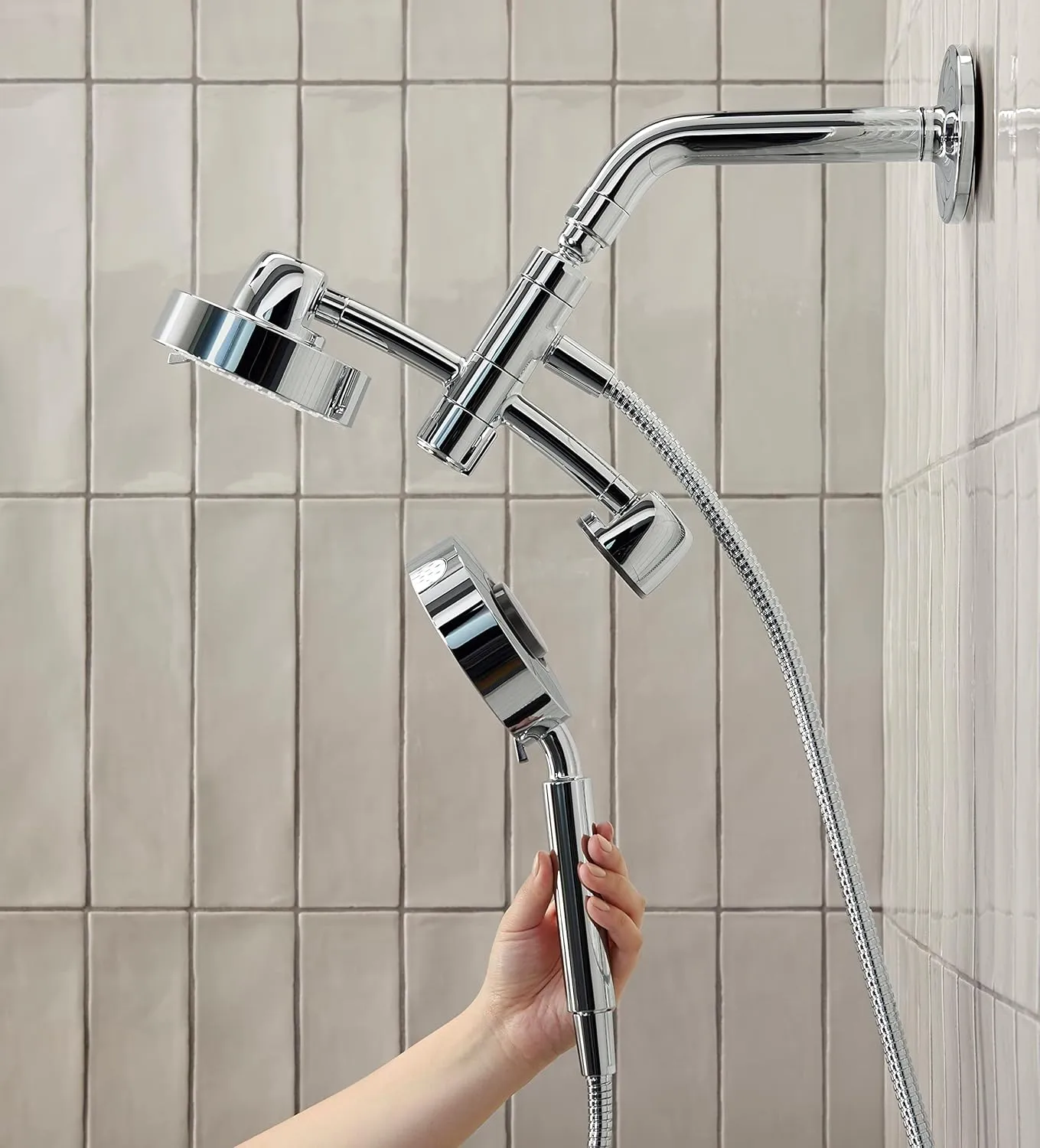 KOHLER 23219-CP Purist 2-in-1 Multi Function Shower Kit includes SHOWERHEAD & HAND SHOWER with Full Coverage & Rotating Rail, Polished Chrome, 2.5 GPM