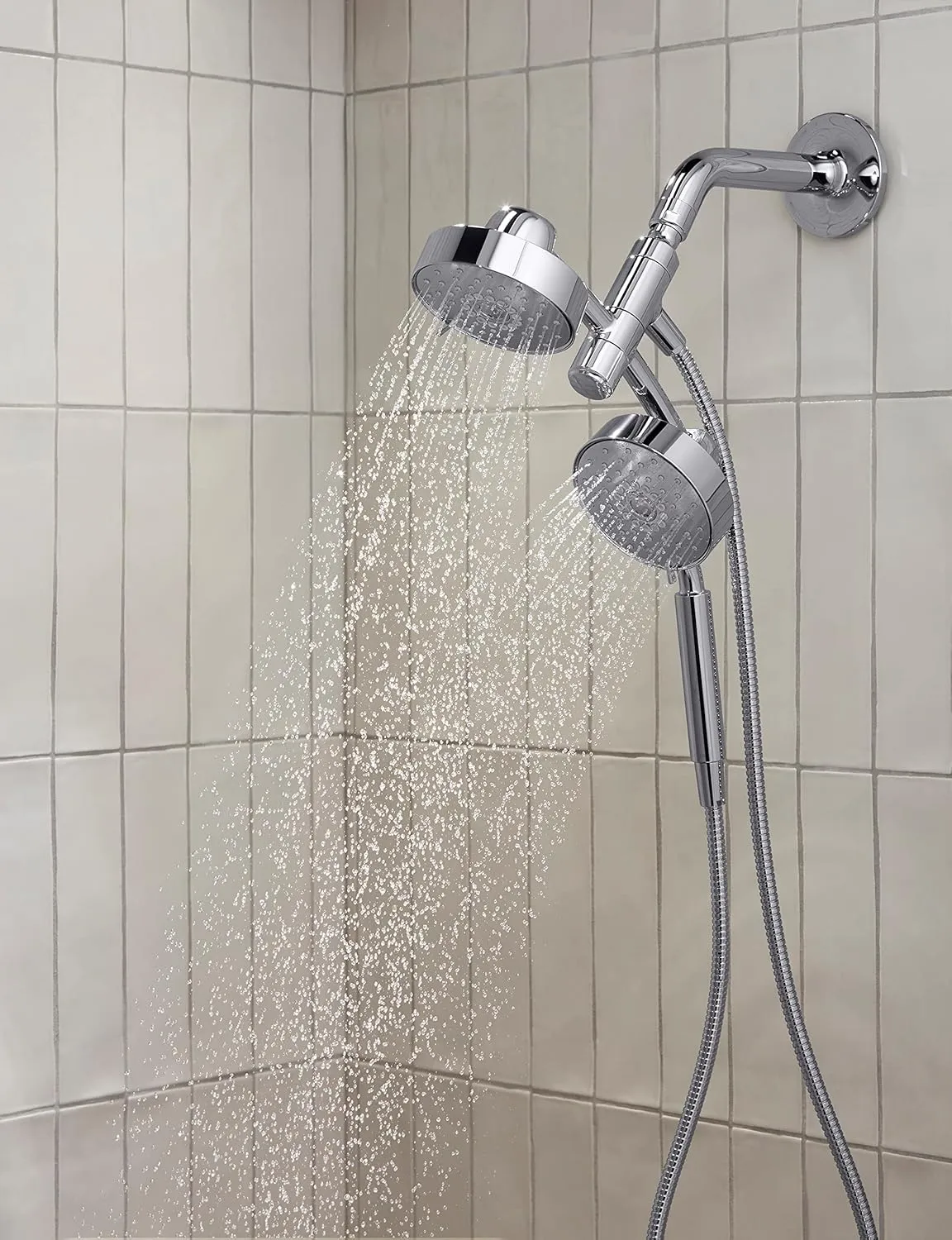 KOHLER 23219-CP Purist 2-in-1 Multi Function Shower Kit includes SHOWERHEAD & HAND SHOWER with Full Coverage & Rotating Rail, Polished Chrome, 2.5 GPM