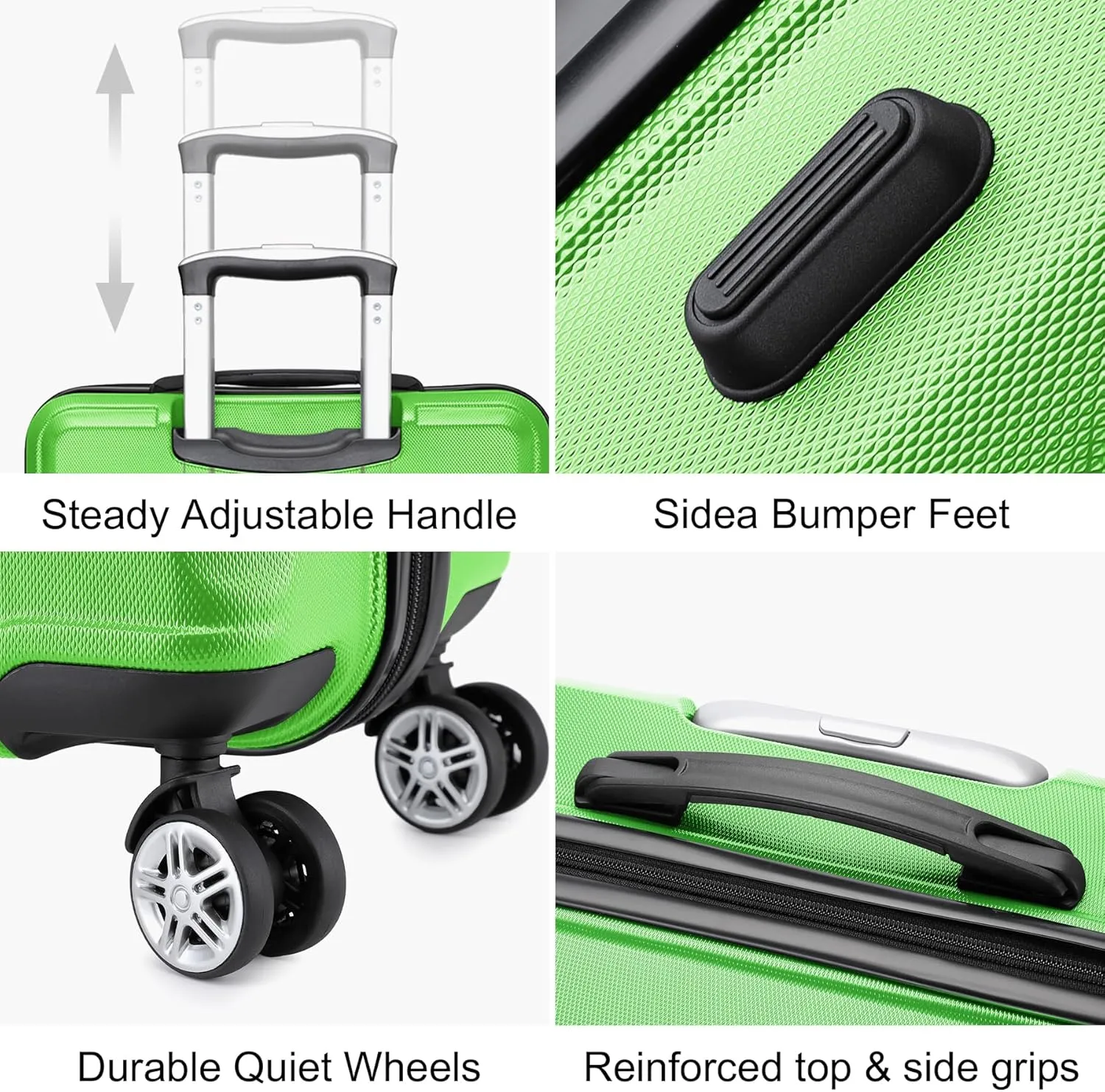 Kono 20'' Carry on Luggage Lightweight with Spinner Wheel TSA Lock Hardside Luggage Airline Approved Carry on Suitcase Apple Green