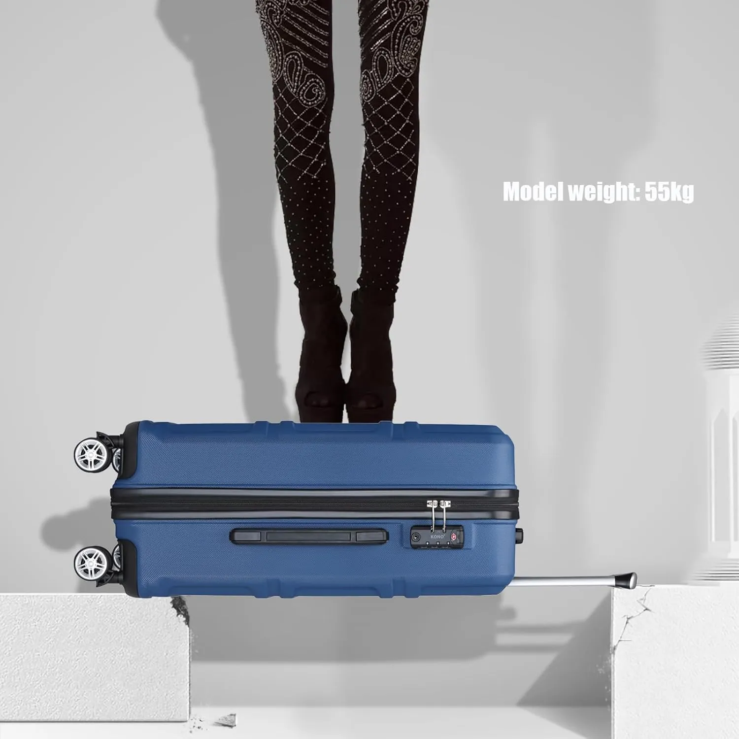 Kono 20'' Carry on Luggage Lightweight with Spinner Wheel TSA Lock Hardside Luggage Airline Approved Carry on Suitcase Navy