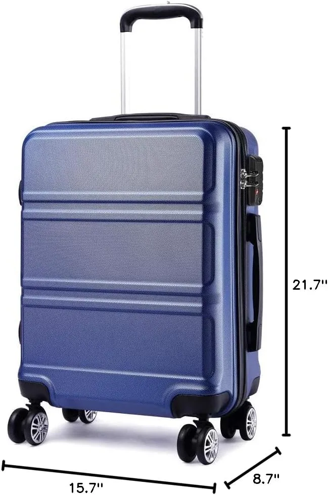 Kono 20'' Carry on Luggage Lightweight with Spinner Wheel TSA Lock Hardside Luggage Airline Approved Carry on Suitcase Navy