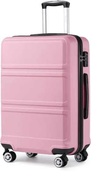 Kono 20'' Carry on Luggage Lightweight with Spinner Wheel TSA Lock Hardside Luggage Airline Approved Carry on Suitcase Pink