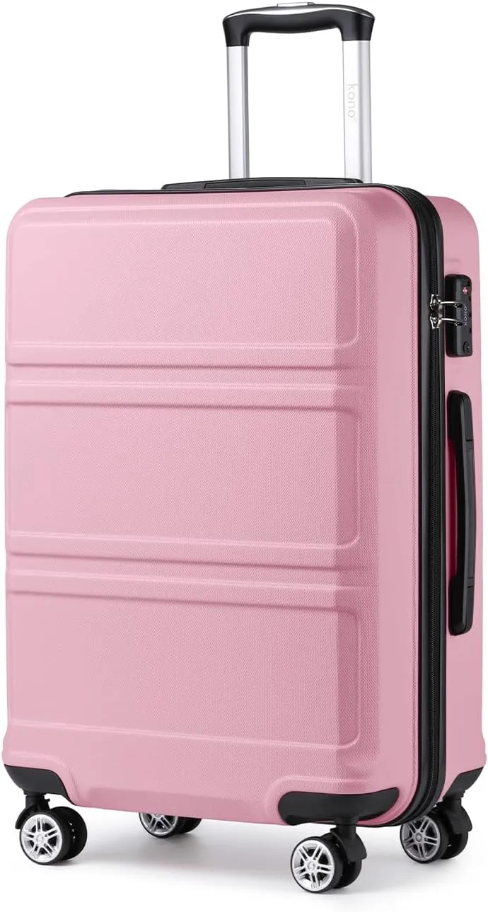 Kono 20'' Carry on Luggage Lightweight with Spinner Wheel TSA Lock Hardside Luggage Airline Approved Carry on Suitcase Pink