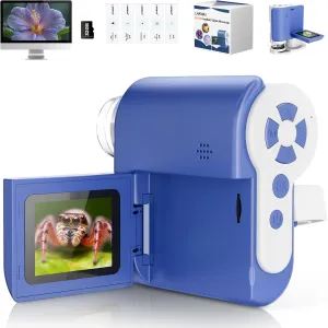 LAKWAR 1000X Handheld Digital Microscope for Kids: 4K 2.0" Screen Portable Digital Microscope for Kids 8-12 Home School Science Education (Blue)