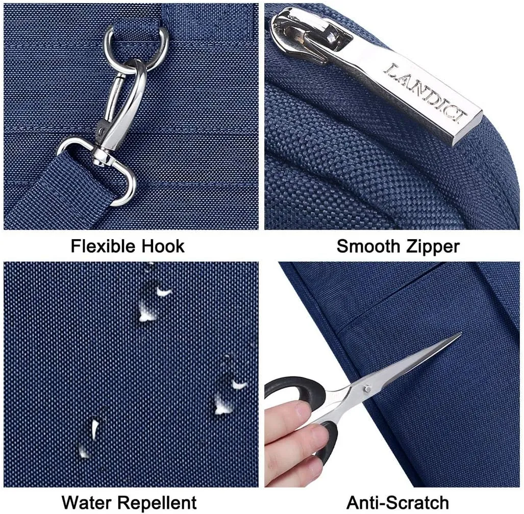 LANDICI Laptop Bag Case 15.6 Inch with Shoulder Strap, Slim Waterproof Computer Sleeve Cover Compatible with MacBook Pro 15/16, MacBook Air 15, 15-16 Inch HP Acer Dell Lenovo ASUS Laptop, Blue