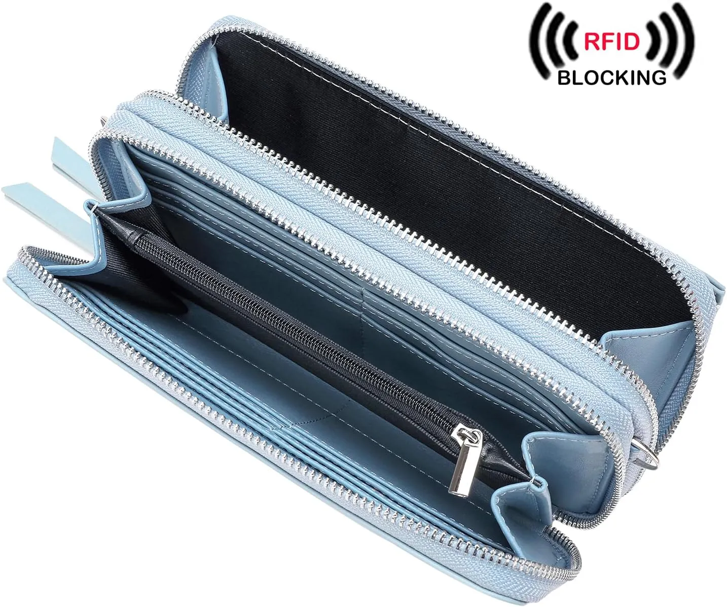 Lanyani RFID Crossbody Wallet Wristlet Purse with Phone Pocket For Women Vegan Leather
