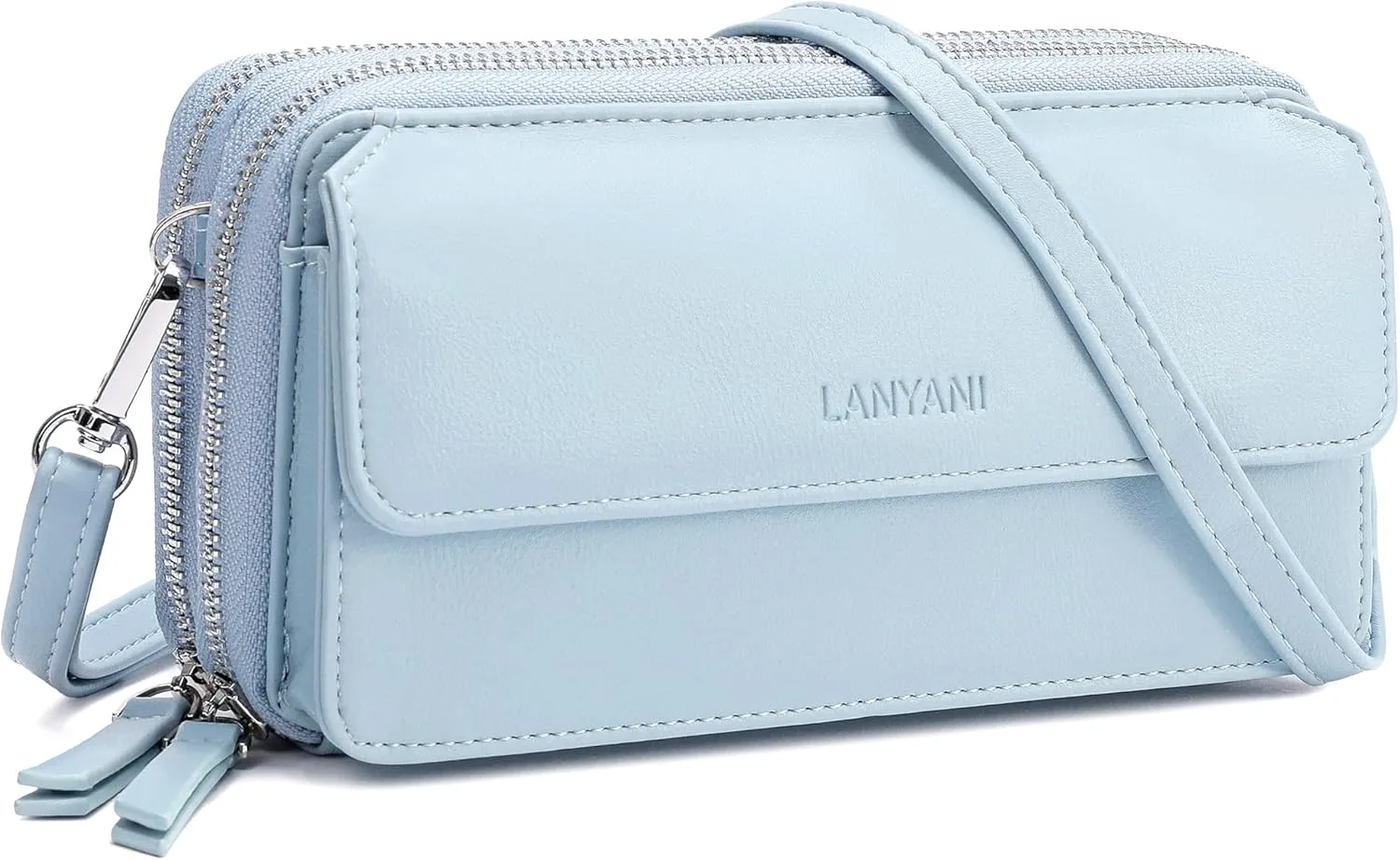 Lanyani RFID Crossbody Wallet Wristlet Purse with Phone Pocket For Women Vegan Leather