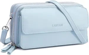 Lanyani RFID Crossbody Wallet Wristlet Purse with Phone Pocket For Women Vegan Leather