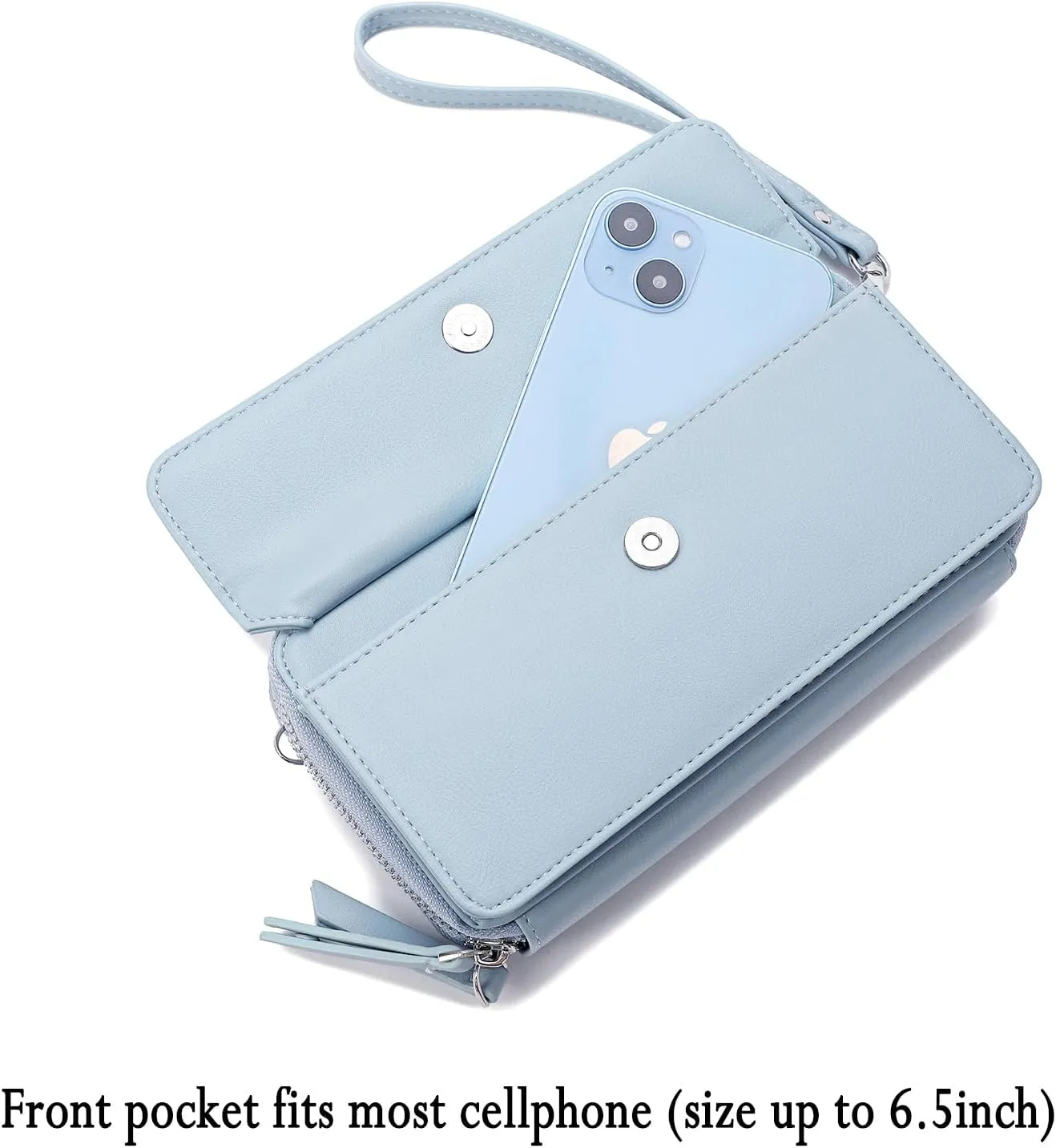 Lanyani RFID Crossbody Wallet Wristlet Purse with Phone Pocket For Women Vegan Leather