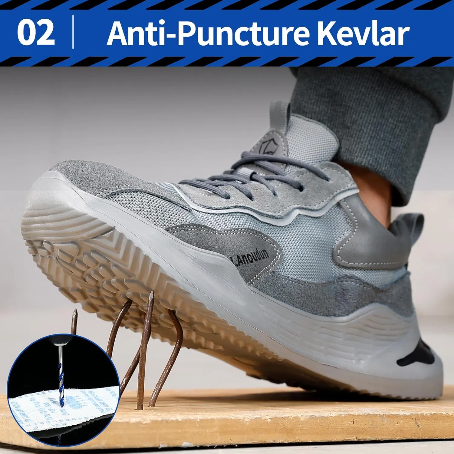 LAoutun Steel Toe Shoes for Men Women Comfortable Lightweight Work Safety Shoes for Men Women Puncture Proof Indestructible Sneakers Construction Work Utility Sneakers
