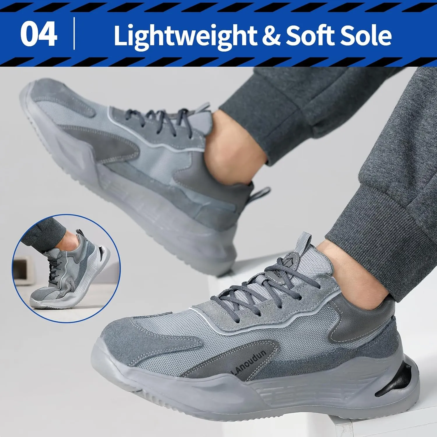LAoutun Steel Toe Shoes for Men Women Comfortable Lightweight Work Safety Shoes for Men Women Puncture Proof Indestructible Sneakers Construction Work Utility Sneakers
