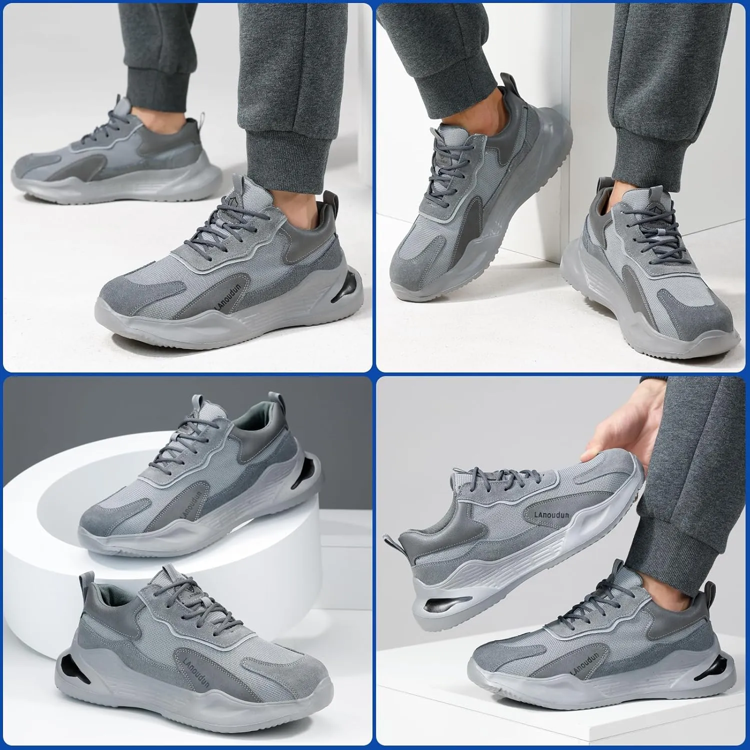 LAoutun Steel Toe Shoes for Men Women Comfortable Lightweight Work Safety Shoes for Men Women Puncture Proof Indestructible Sneakers Construction Work Utility Sneakers
