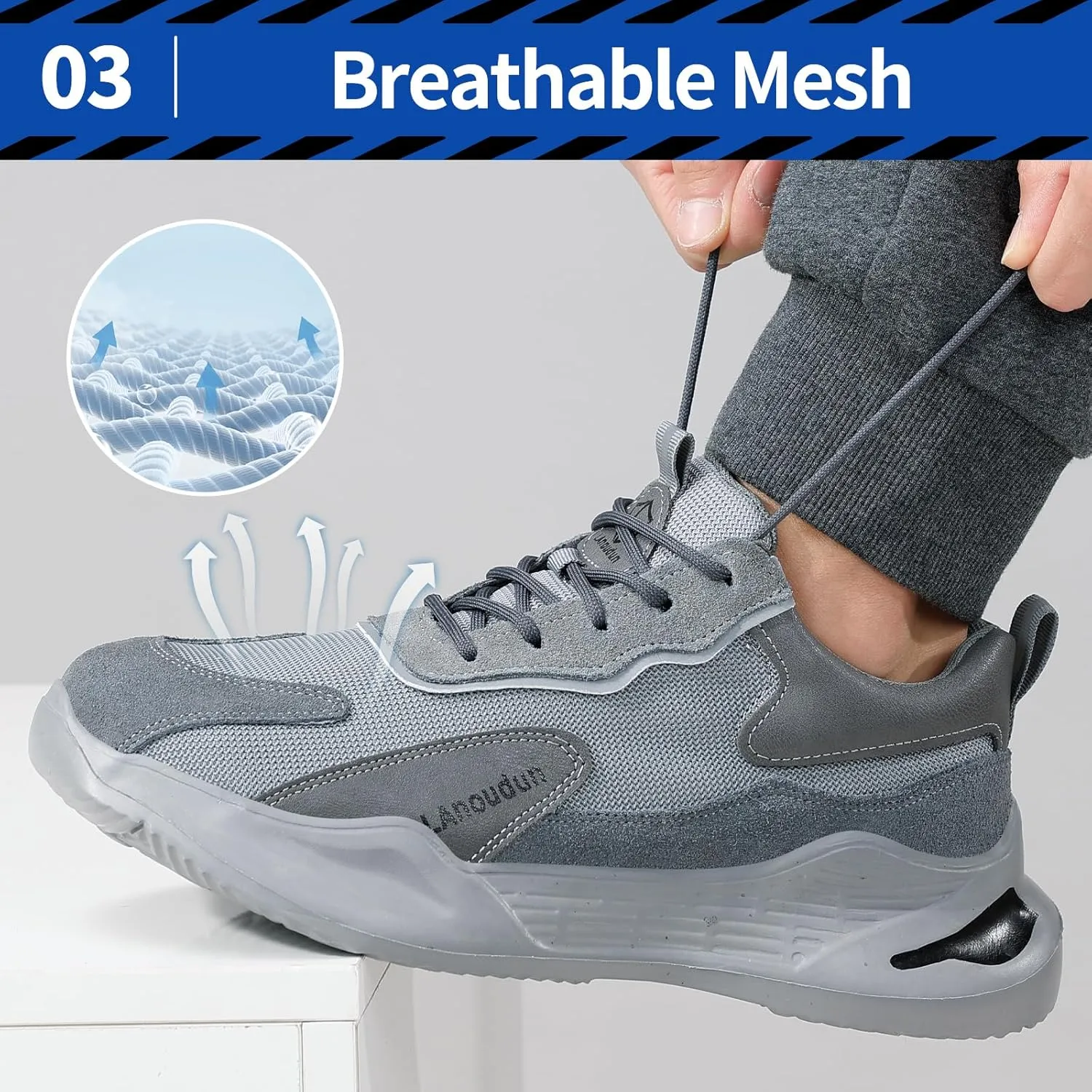 LAoutun Steel Toe Shoes for Men Women Comfortable Lightweight Work Safety Shoes for Men Women Puncture Proof Indestructible Sneakers Construction Work Utility Sneakers