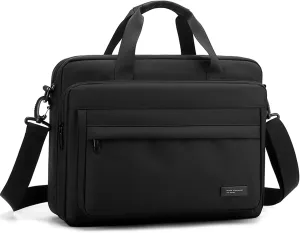 Laptop Bag 15.6 Inch Briefcase for Men Women Waterproof Nylon Lightweight, Shoulder Computer Messenger Handbag for Business Office Work Travel College Black