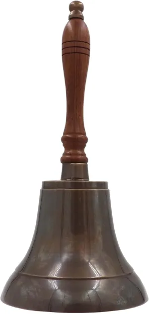 Large & Heavy Solid Brass Loud Hand Call Bell for Weddings, Christmas, School 11"(H) 5"(D) Antique Brass by The Metal Magician