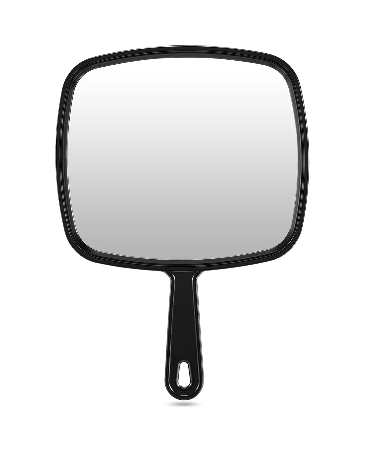 Large Hand Mirror, Salon Barber Hairdressing Handheld Mirror with Handle (Square Black 10.3"X7.4")