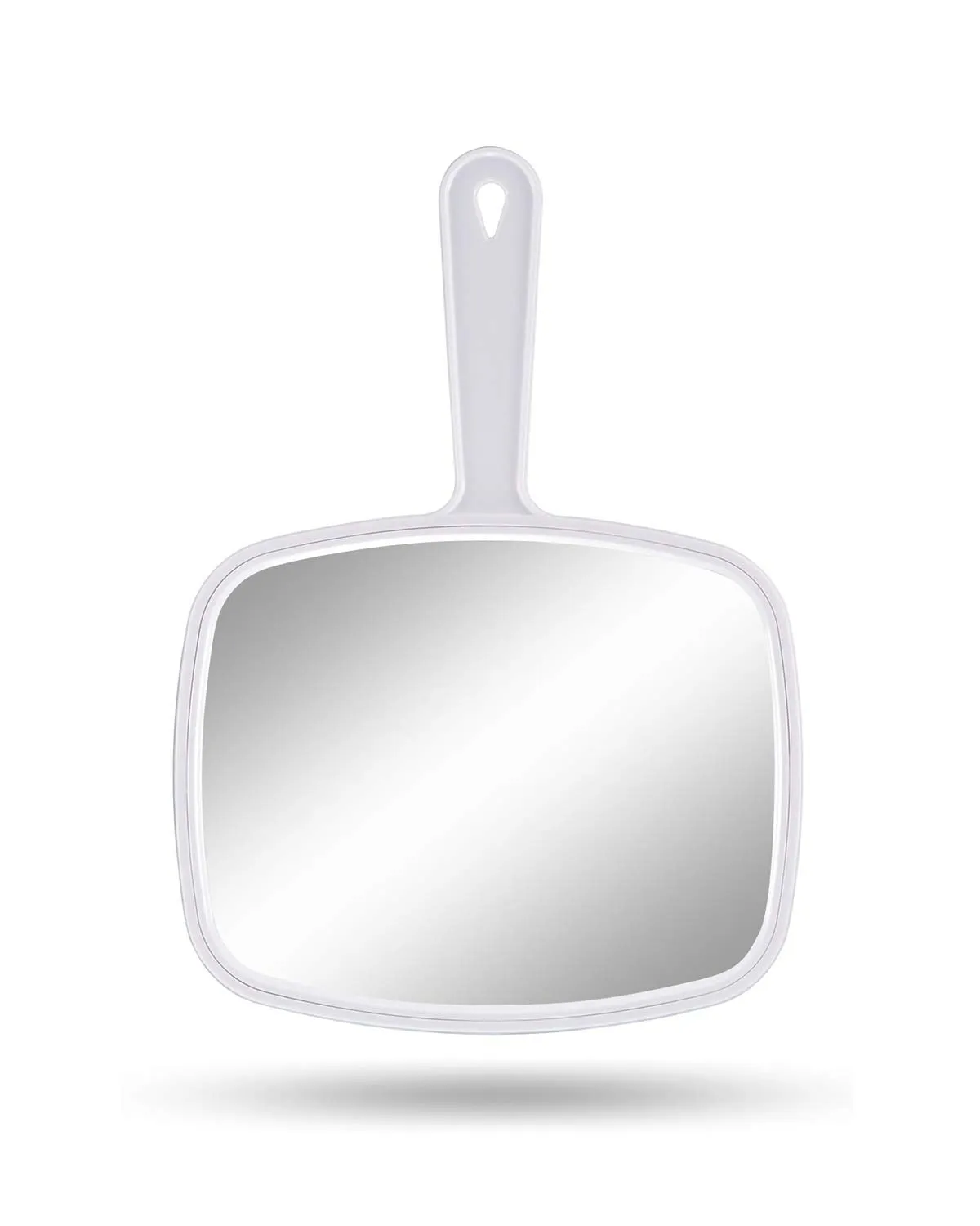 Large Hand Mirror, Salon Barber Hairdressing Handheld Mirror with Handle (Square Black 10.3"X7.4")