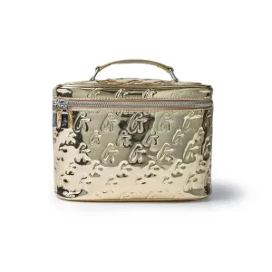 LARGE METALLIC MONOGRAM TOILETRY BAG - METALLIC GOLD